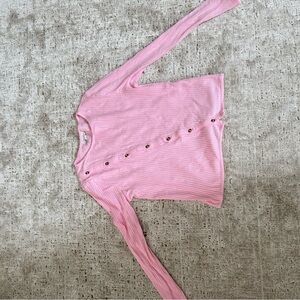 Topshop Light Pink Asymmetrical Button-Down Shirt